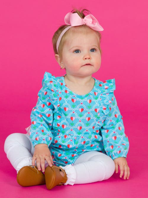 Rufflebutts Baby/toddler Girls Long Sleeve Waterfall Knit Bubble Romper In Sweetheart Blooms