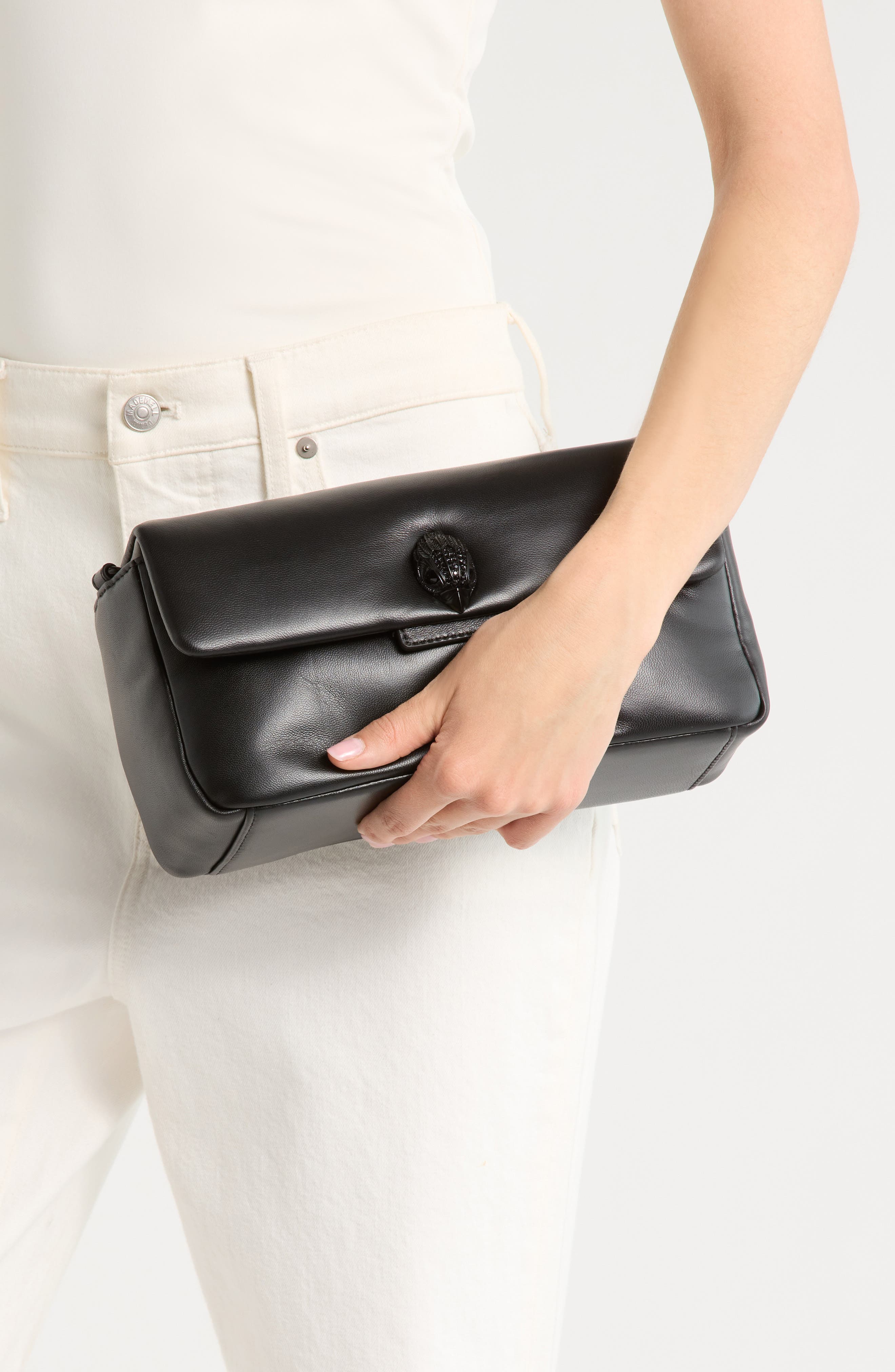 Kurt Geiger London Oxford Leather Shoulder Bag, Alternate, color, Black