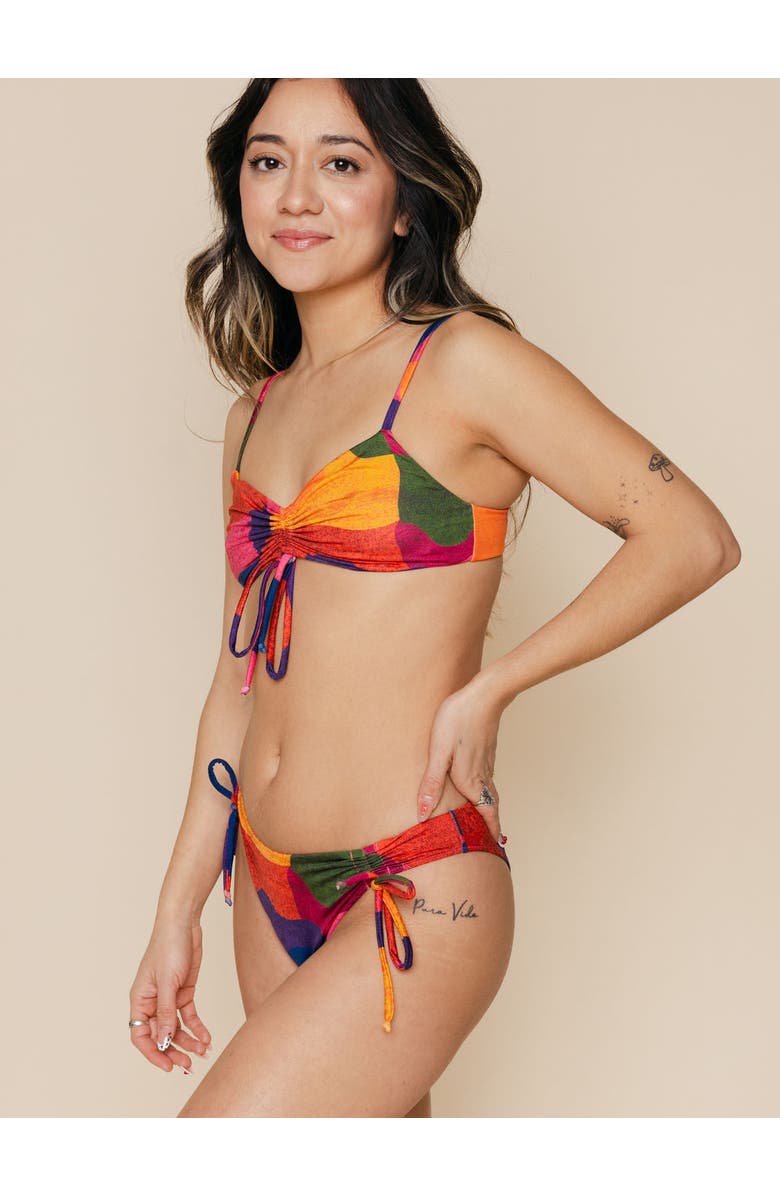 Kitty and Vibe Ruched Tie Bikini Bottoms with Medium Coverage, Alternate, color, Isla