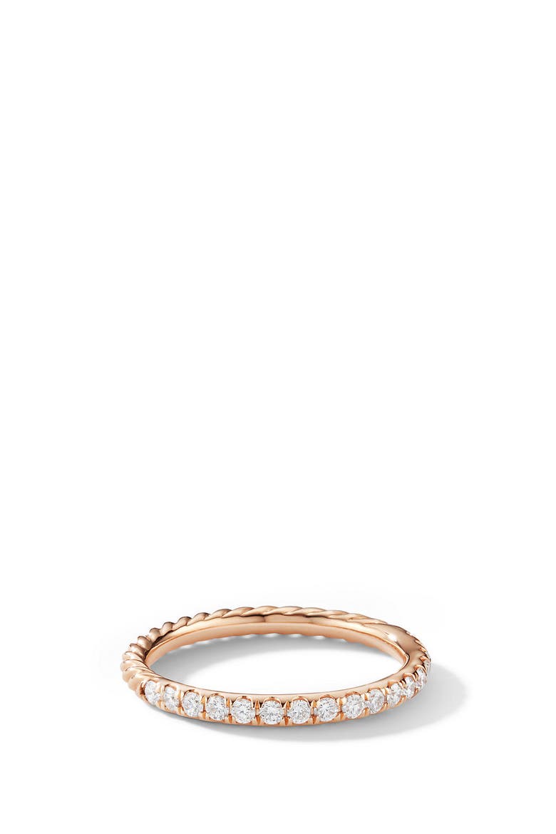 Cable Pavé Band Ring with Diamonds, Main, color, ROSE GOLD/ DIAMOND