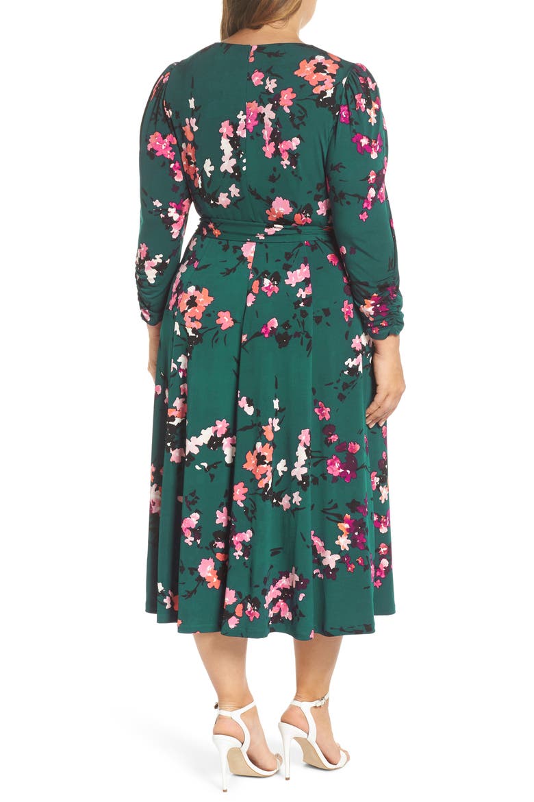 Floral Print Midi Dress, Alternate, color, GREEN