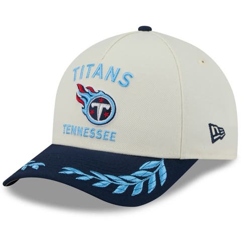 Men's New Era Cream/Navy Tennessee Titans 2025 NFL Draft 9FORTY A-Frame M-Crown Adjustable Hat