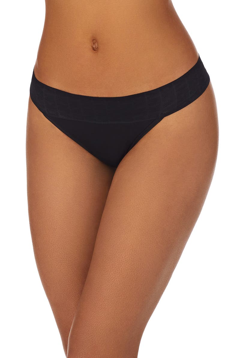 DKNY Logo Stretch Thong, Main, color, 
