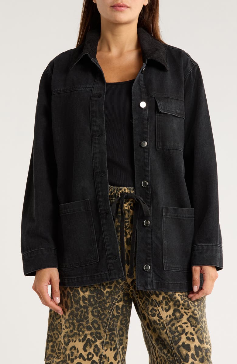 Vigoss Western Denim Jacket, Main, color, Washed Black