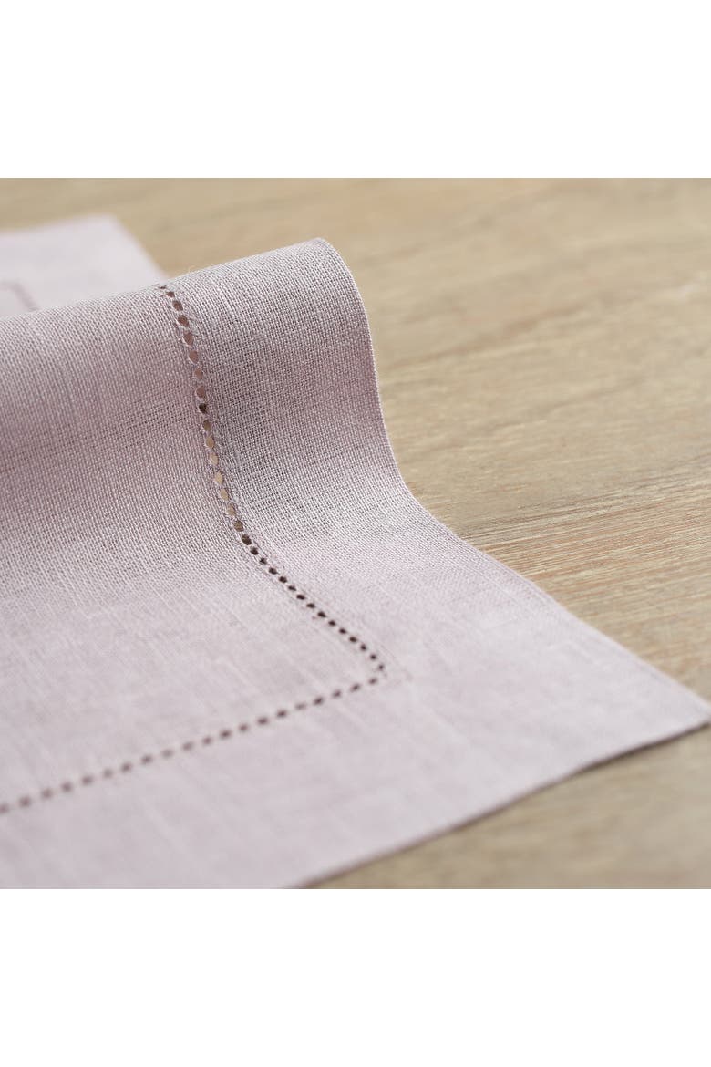 Linen Dinner Napkins Set of 6, 20 x 20" - Classic Hemstitch, Alternate, color, Lilac
