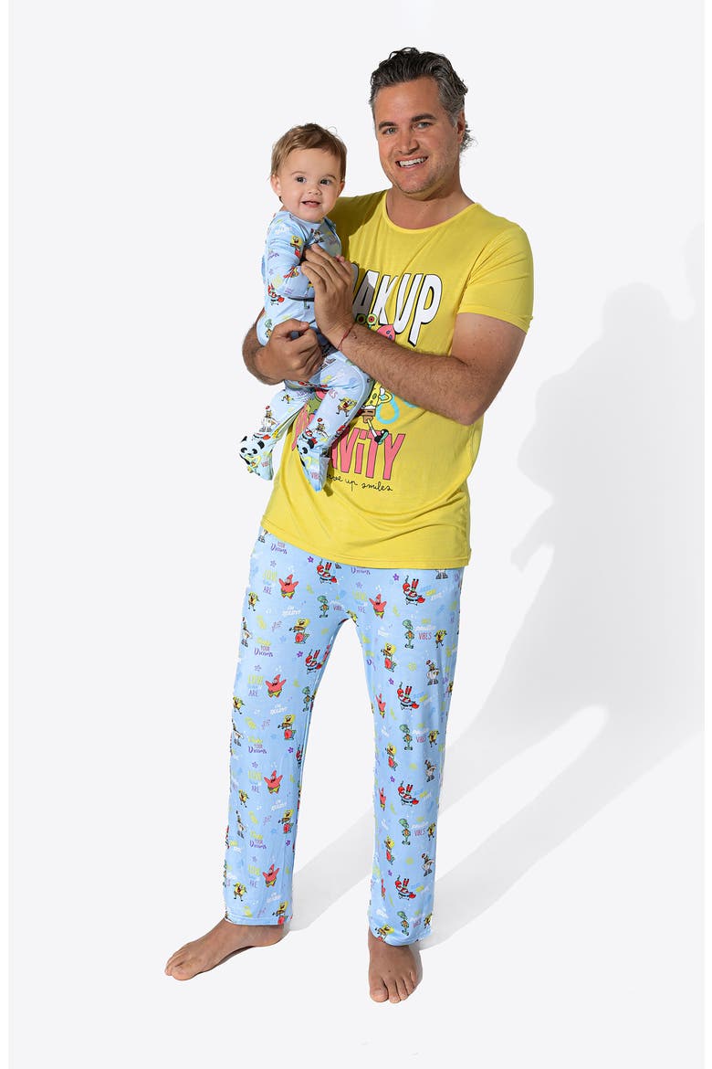 x SpongeBob® Good Vibes Fitted Convertible One-Piece Pajamas, Alternate, color, BLUE