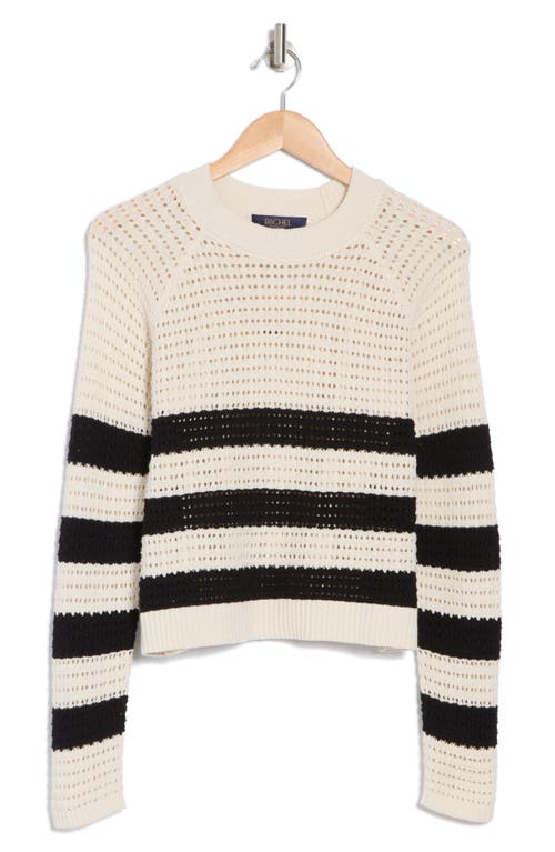 Rachel Rachel Roy Crochet Stitch Stripe Sweater In Fusilli With Black