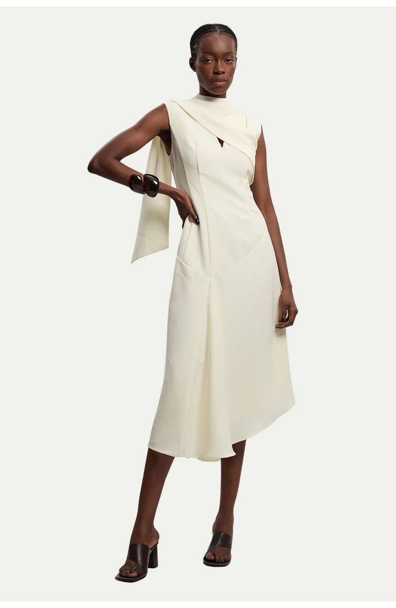 Karen Millen Tailored Linen Wrap Maxi Dress, Main, color, Ivory