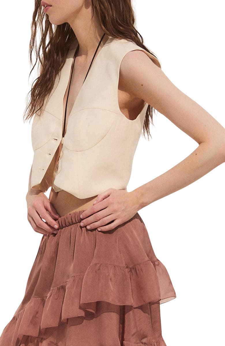 DELUC Piccola Ruffle Miniskirt, Alternate, color, Mocha