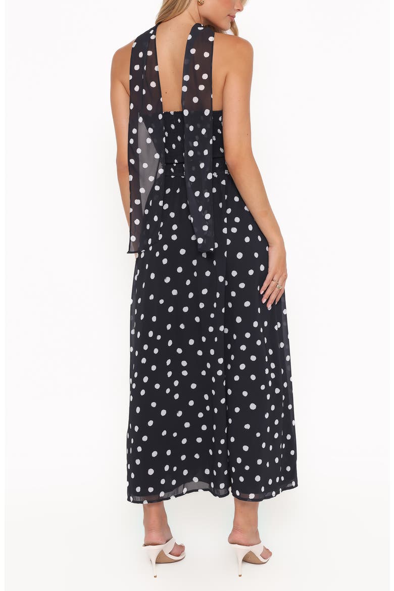 Boston Dot Strapless Maxi Dress with Scarf, Alternate, color, BLACK POLKA DOT