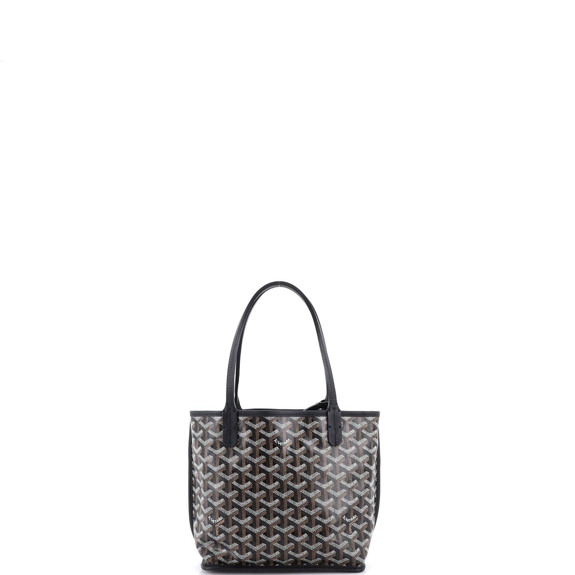 Pre-Owned Goyard Anjou Reversible Tote Coated Canvas Mini, Alternate, color, Black
