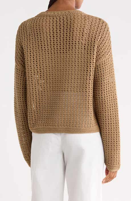 Crochet Cotton Crewneck Sweater
