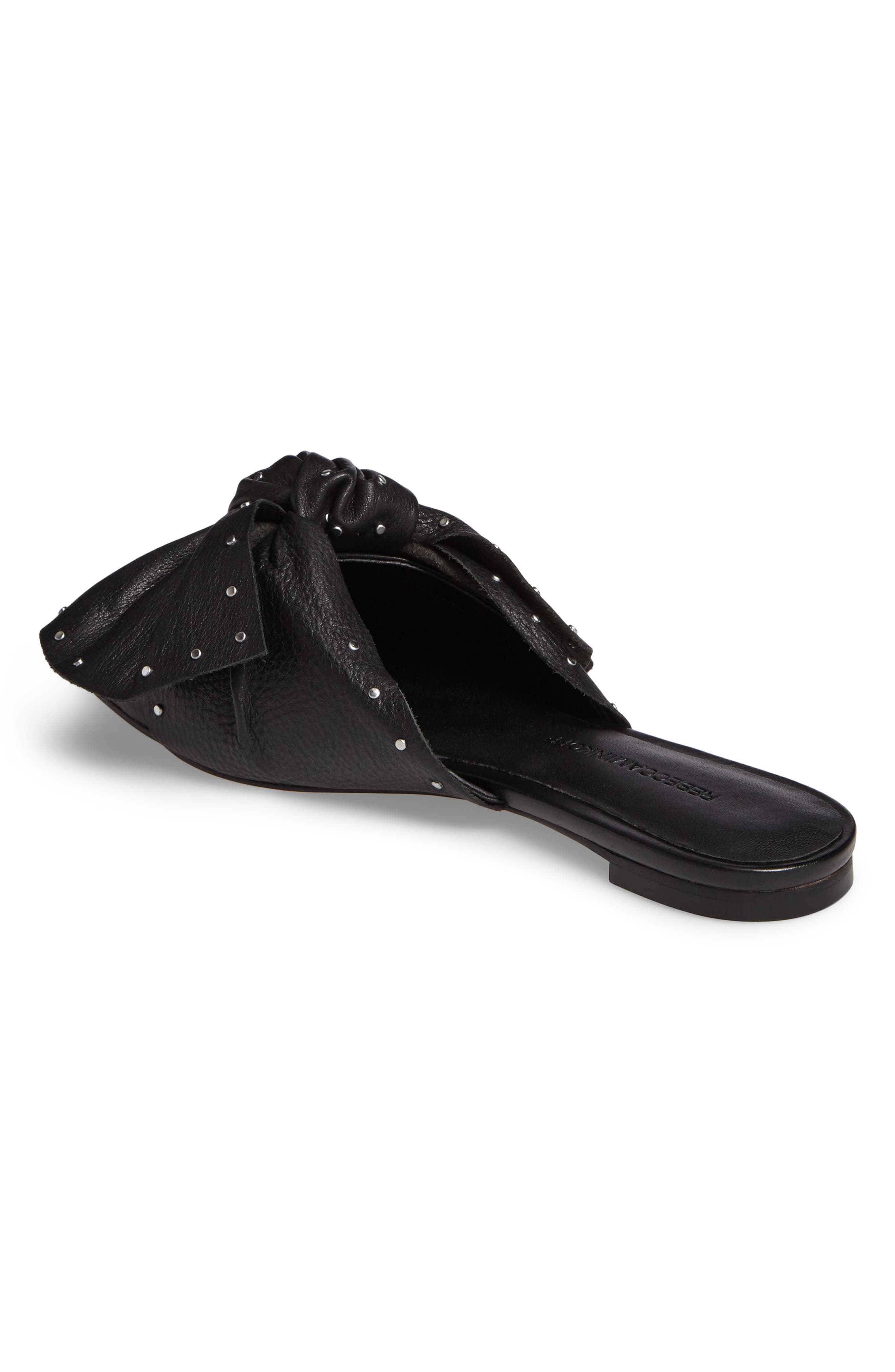 Alexis Stud Knotted Mule, Alternate, color, BLACK LEATHER