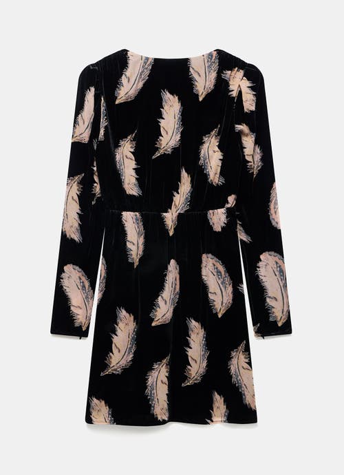 Mint Velvet Velvet Feather Print Mini Dress In Black