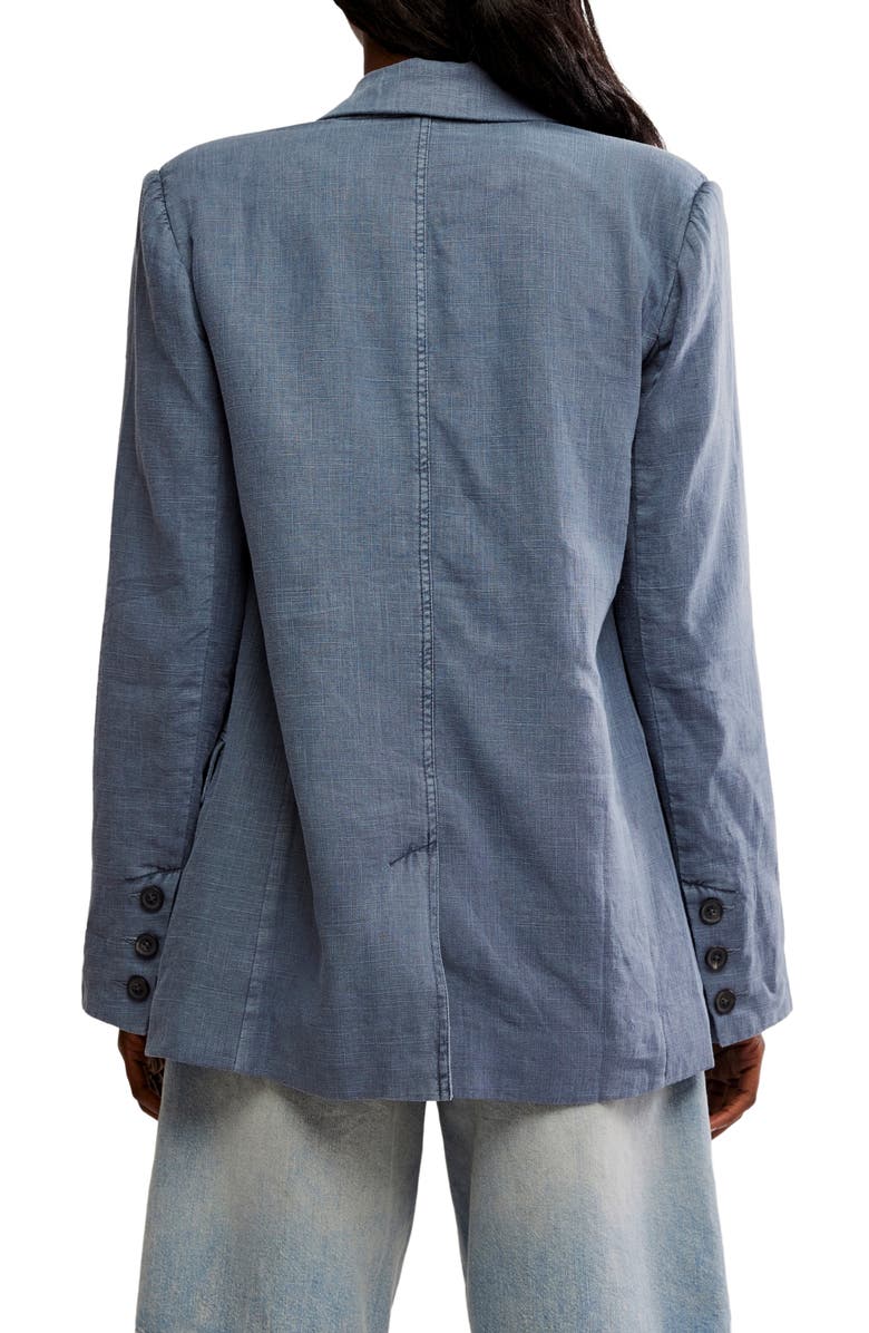 Free People Prep School Linen Blend Blazer, Alternate, color, Vintage Indigo