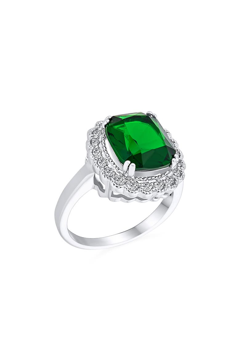 Art Deco CZ Halo Ring, Alternate, color, GREEN