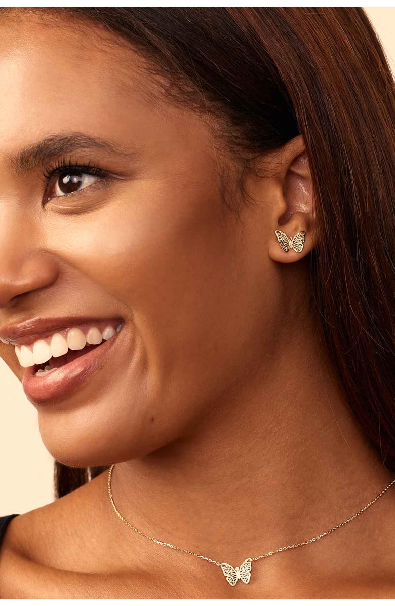 Oradina 14K Yellow Gold Social Butterfly Studs, Alternate, color, Yellow Gold