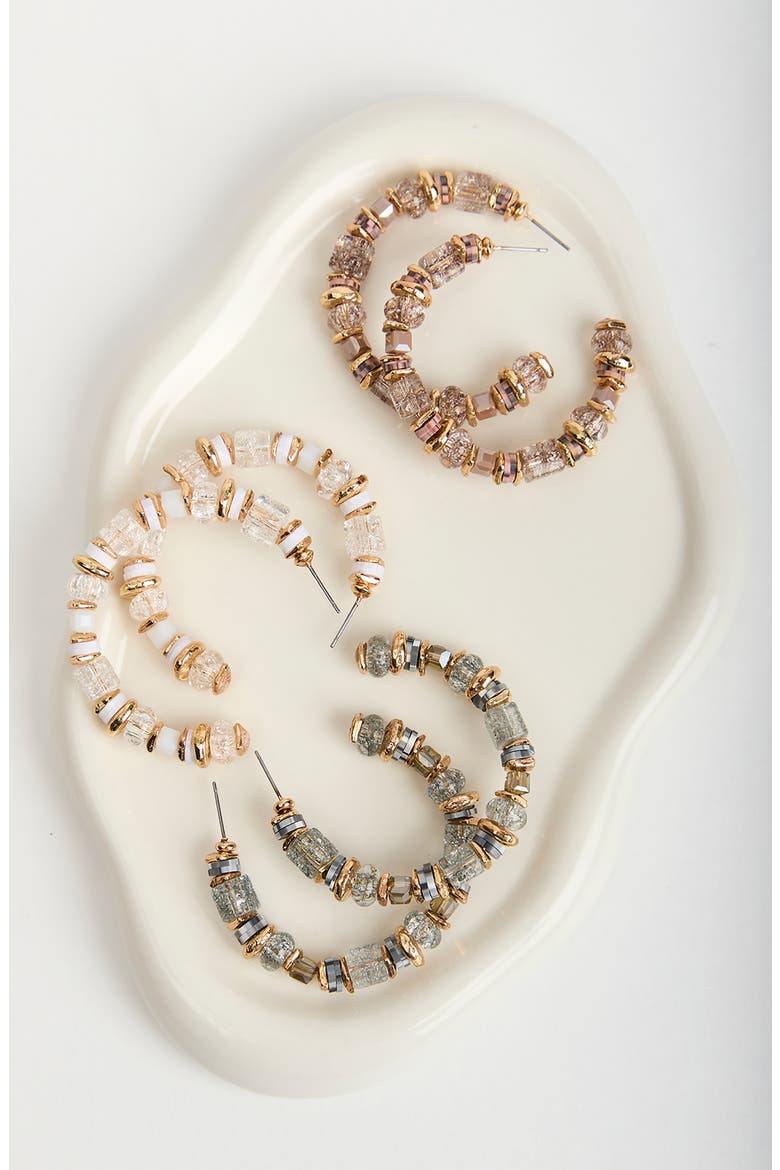 Beaded Hoop Earrings, Alternate, color, GREY