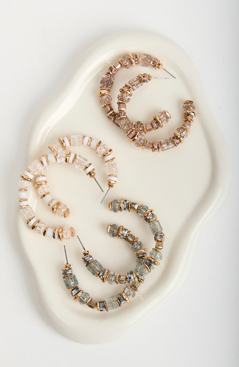 SAACHI Beaded Hoop Earrings, Alternate, color, Grey