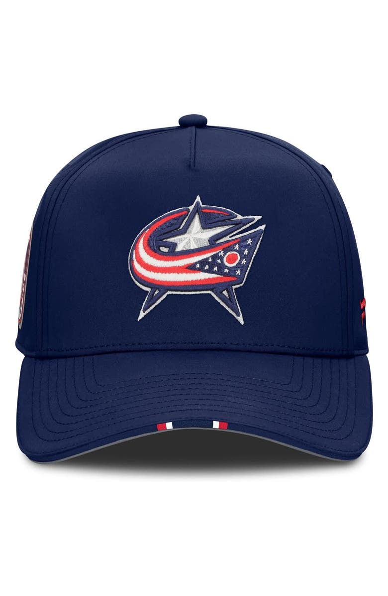 FANATICS Men's Fanatics Navy Columbus Blue Jackets 2025 NHL Draft Authentic Pro On-Stage Podium A-Frame Adjustable Hat, Alternate, color, 