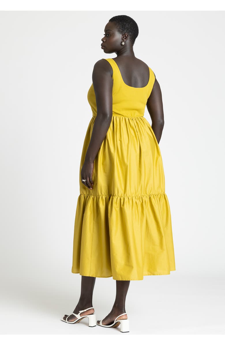 ELOQUII Mixed Fabric Tank Dress, Alternate, color, White