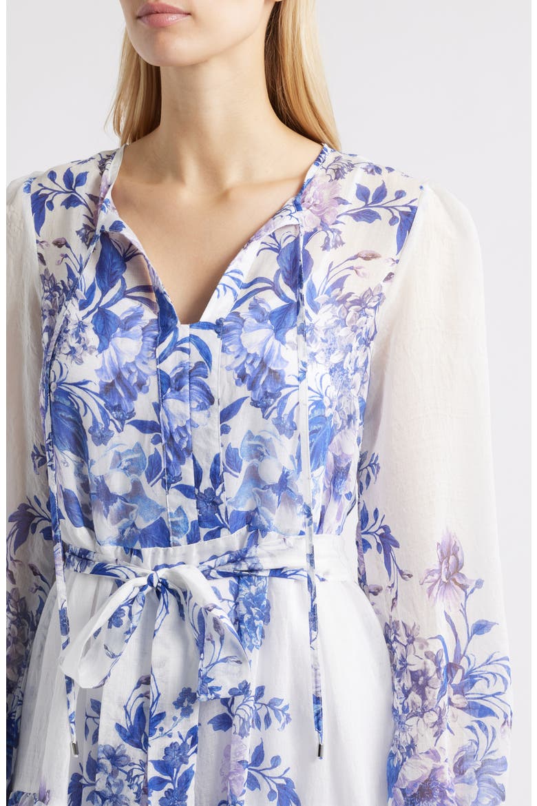 Placed Print Long Sleeve Maxi Dress, Alternate, color, BLUE WHITE