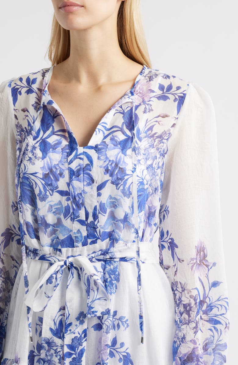 Julia Jordan Placed Print Long Sleeve Maxi Dress, Alternate, color, Blue White