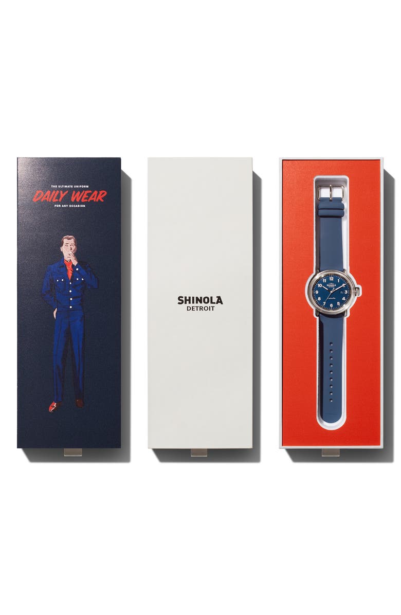 Shinola Detrola The Daily Wear Silicone Strap Watch, 43mm, Alternate, color, 