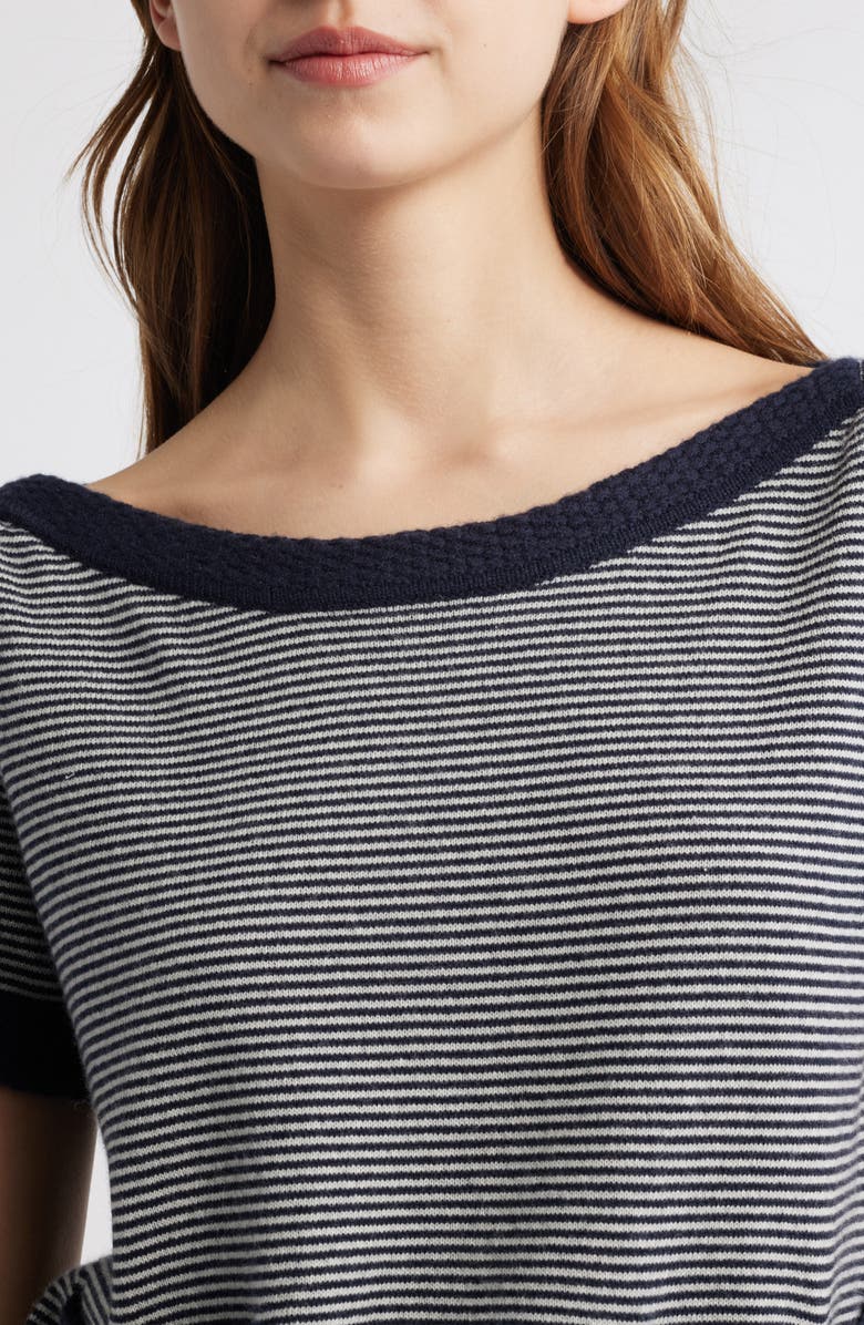 FRAME The Stripe Boat Neck Cashmere Sweater, Alternate, color, 