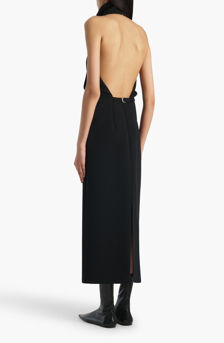 Khaite Roxanne Funnel Neck Double Face Crepe Halter Dress, Alternate, color, Black