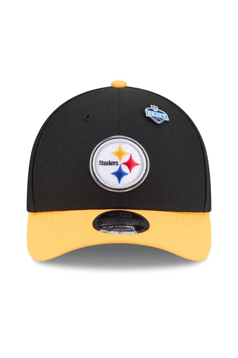 Men's New Era  Black/Gold Pittsburgh Steelers 2026 NFL Draft 9FORTY M-Crown Adjustable Hat, Alternate, color, Black