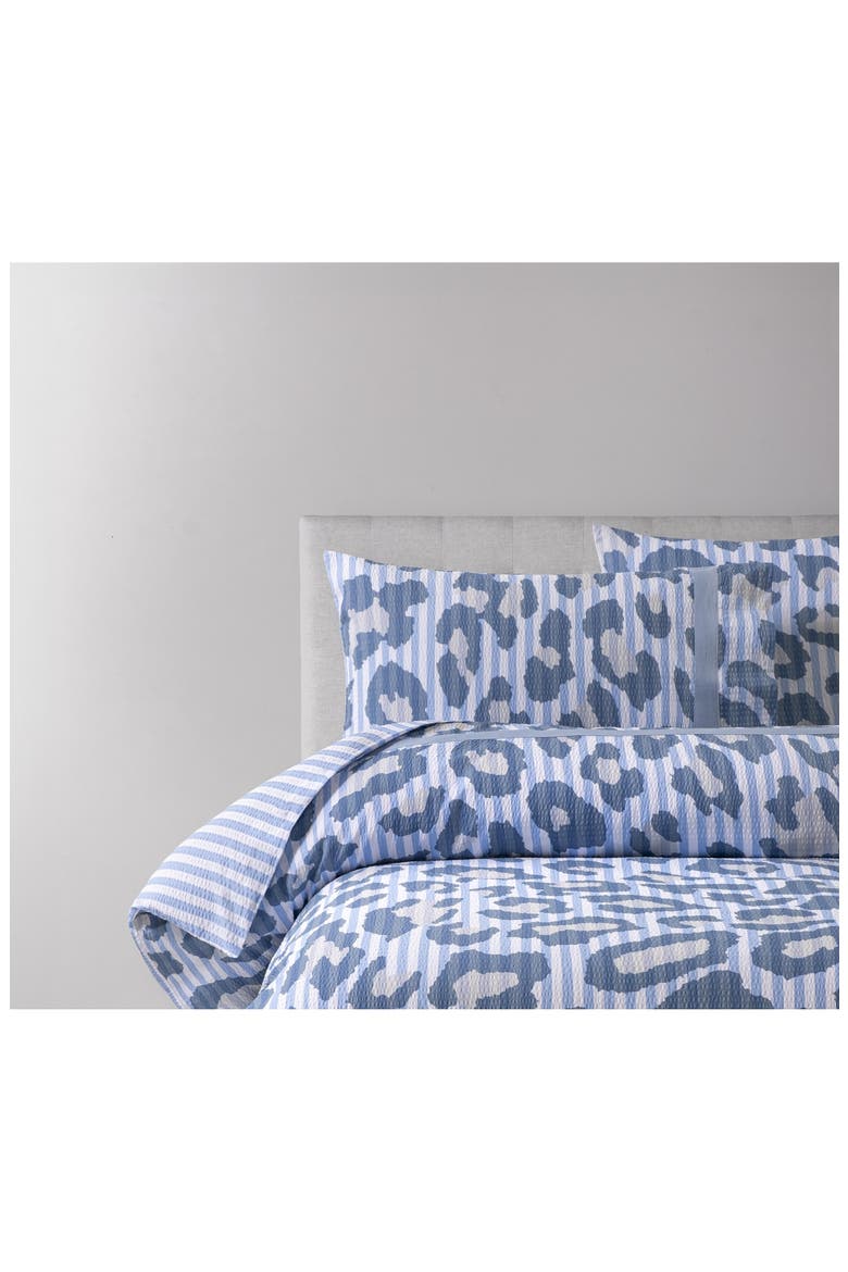 Leopard Print Seersucker Cotton King Sheet Set, Alternate, color, BLUE