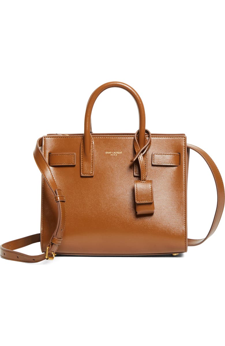 Saint Laurent Nano Sac de Jour Leather Tote, Main, color, Fox