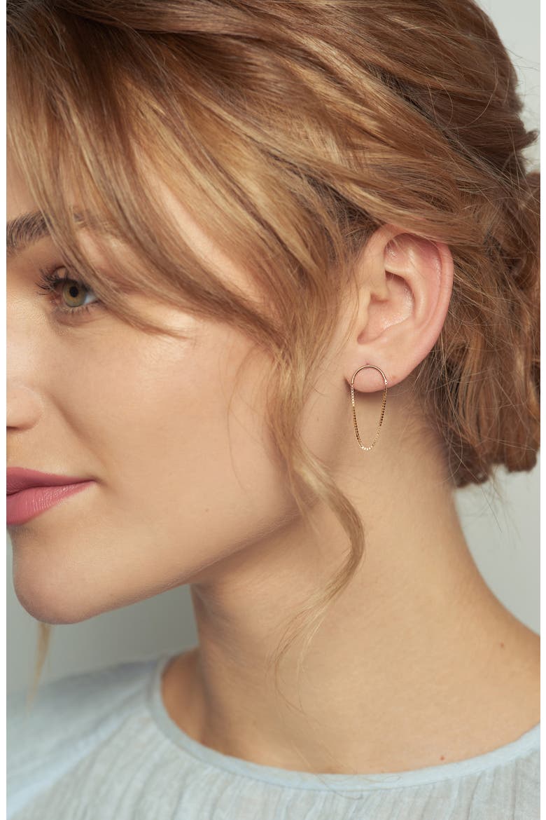 14K Gold Arch Earrings, Alternate, color, YELLOW GOLD