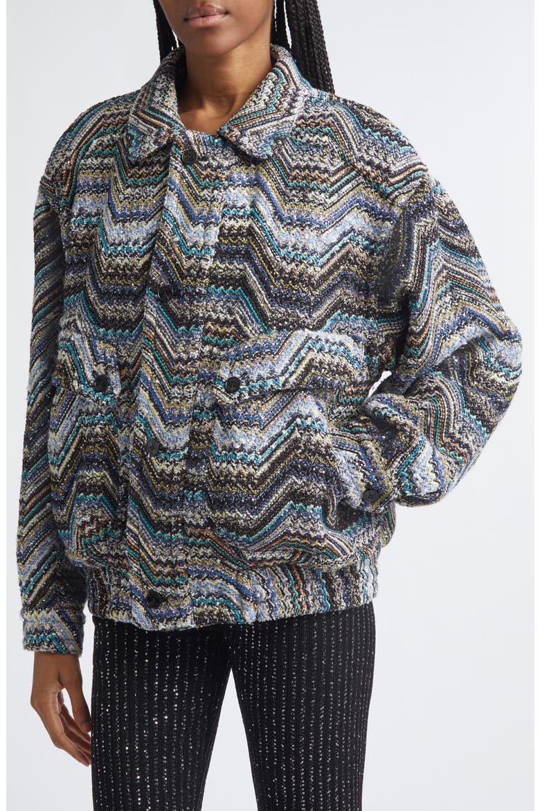 Metallic Zigzag Sequin Field Jacket, Alternate, color, GREY MULTI