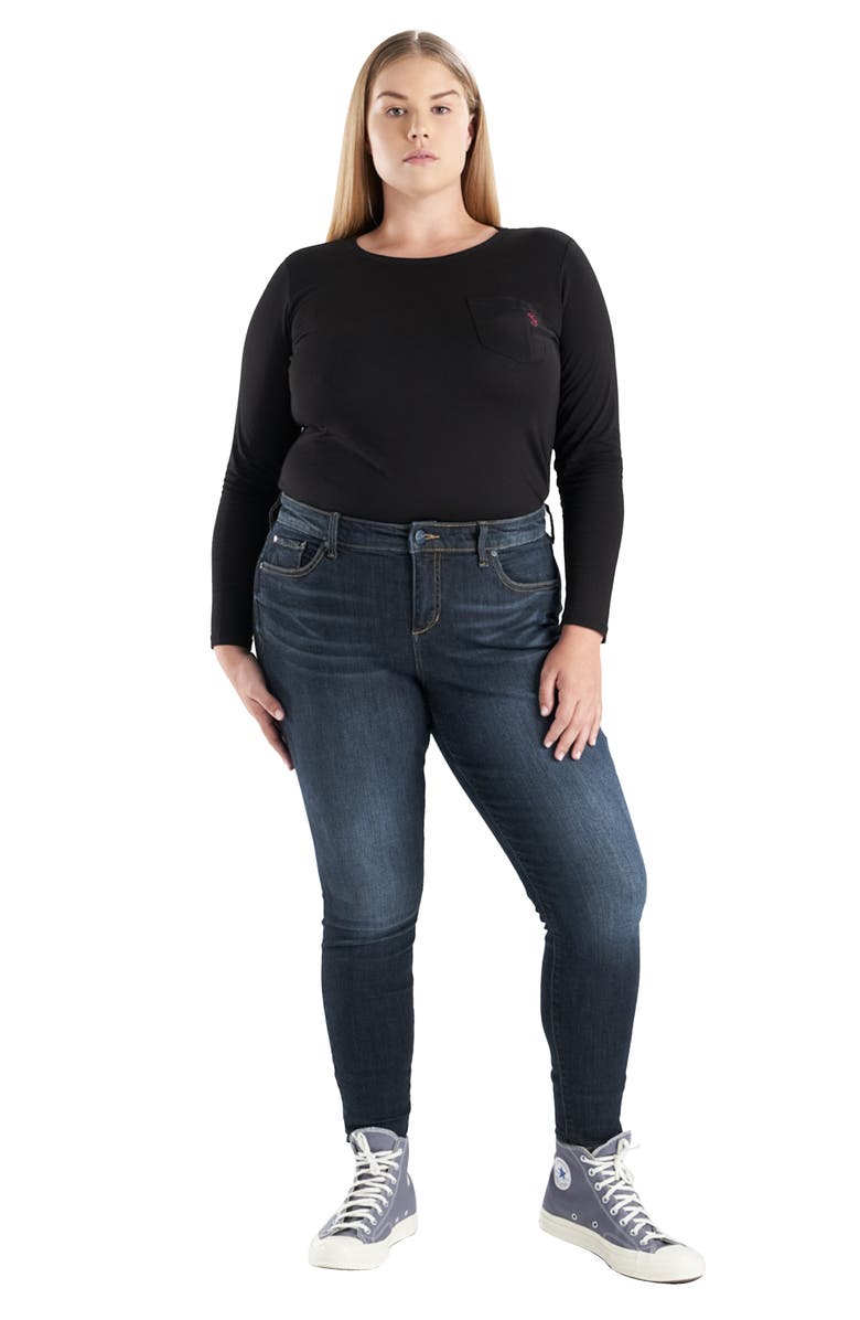 SLINK Jeans Crewneck Long Sleeve Pocket T-Shirt, Alternate, color, Black