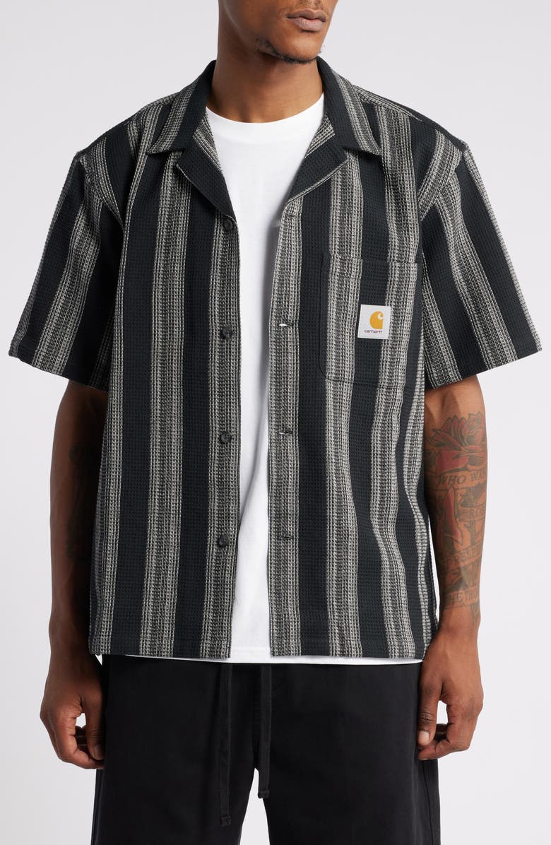 Carhartt Work In Progress Dodson Stripe Short Sleeve Cotton Button-Up Shirt, Main, color,