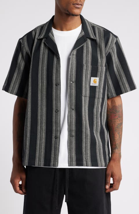 Dodson Stripe Short Sleeve Cotton Button-Up Shirt