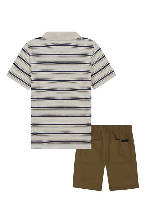 Calvin Klein Stripe Polo & Woven Shorts Set