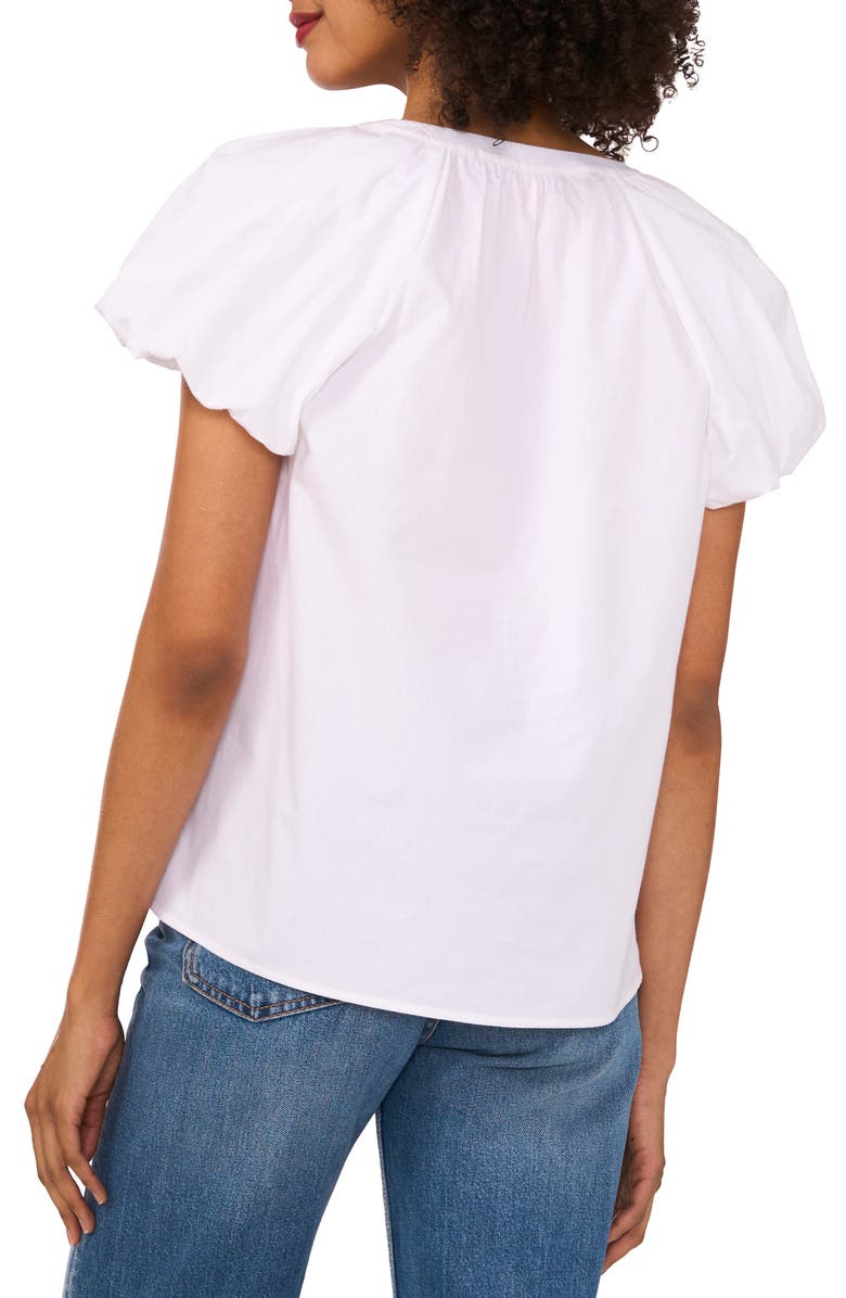 Vince Camuto Puff Sleeve Cotton Top, Alternate, color, Ultra White