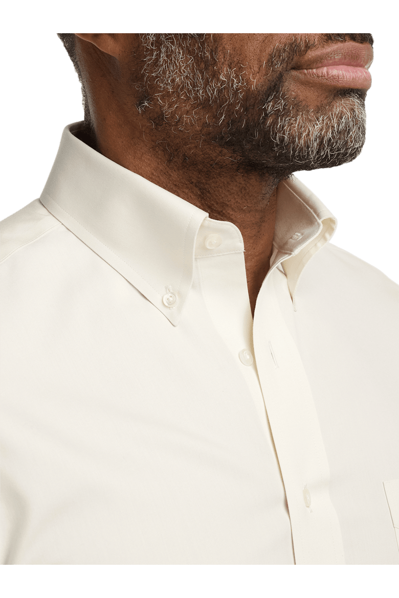 Non-iron Cotton Pinpoint Solid Button Down Collar Dress Shirt, Alternate, color, Ecru
