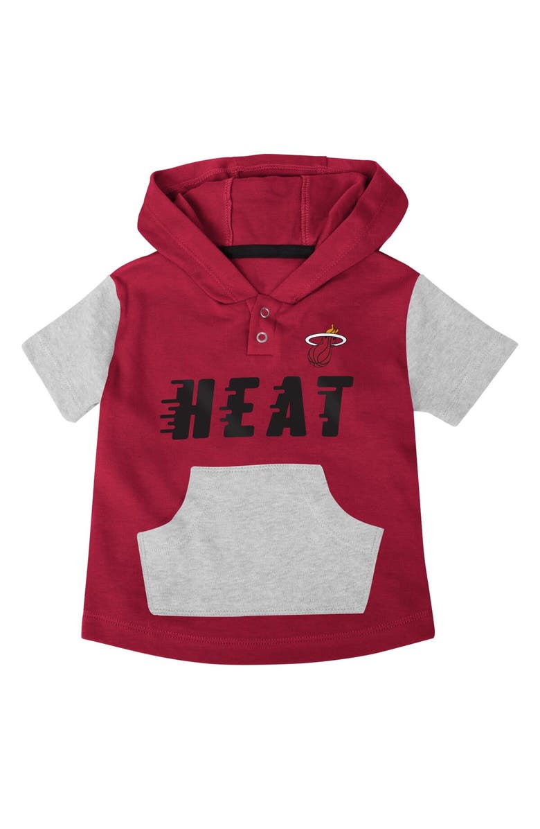 Outerstuff Infant Black/Red/Gray Miami Heat Bank Shot Bodysuit, Hoodie T-Shirt & Shorts Set, Alternate, color, 