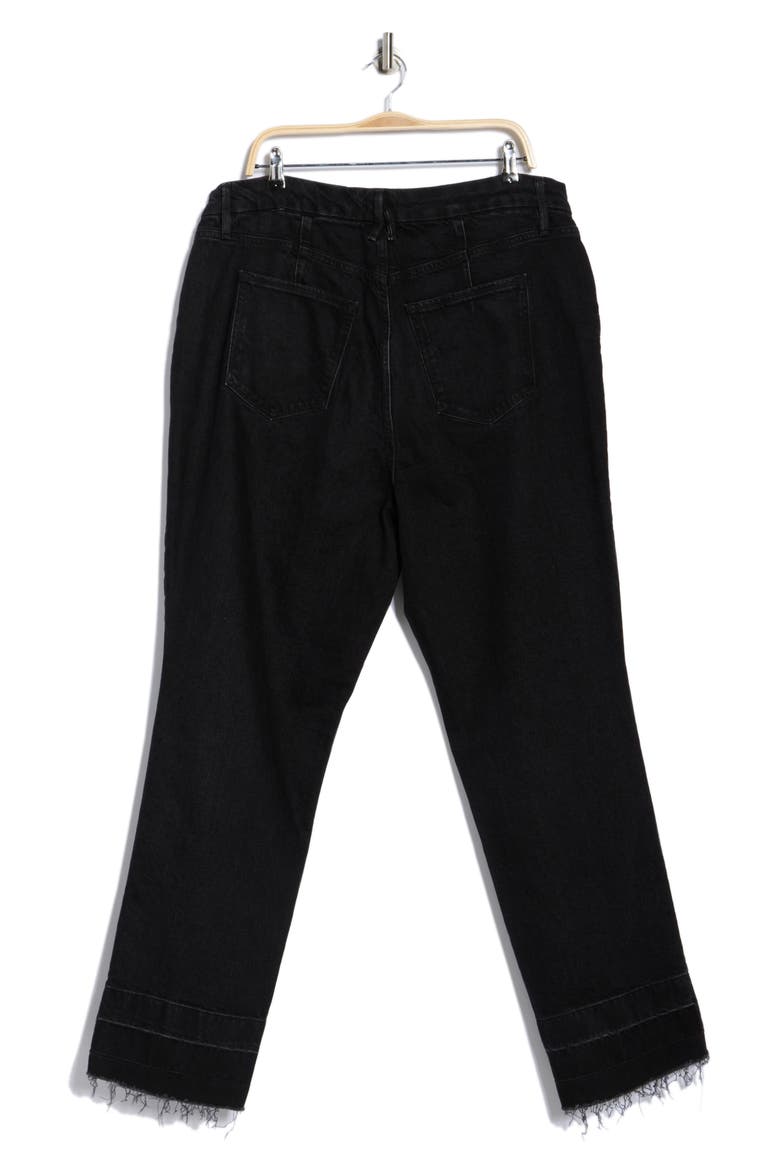 Good Icon High Waist Raw Hem Straight Leg Jeans, Alternate, color, BLACK347
