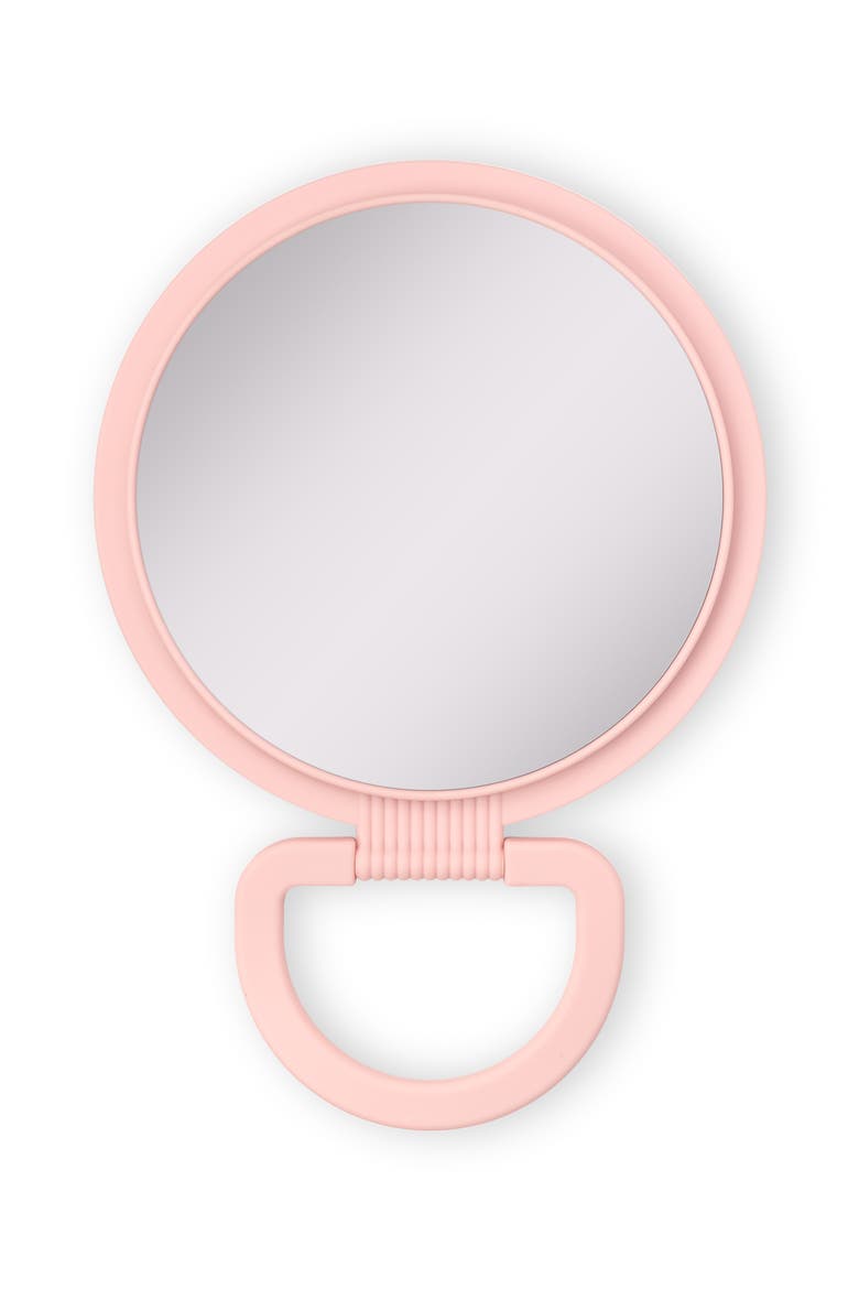 Dual-Sided Hanging Handheld Mirror in Soft-Touch, Main, color, Soft Touch Pink