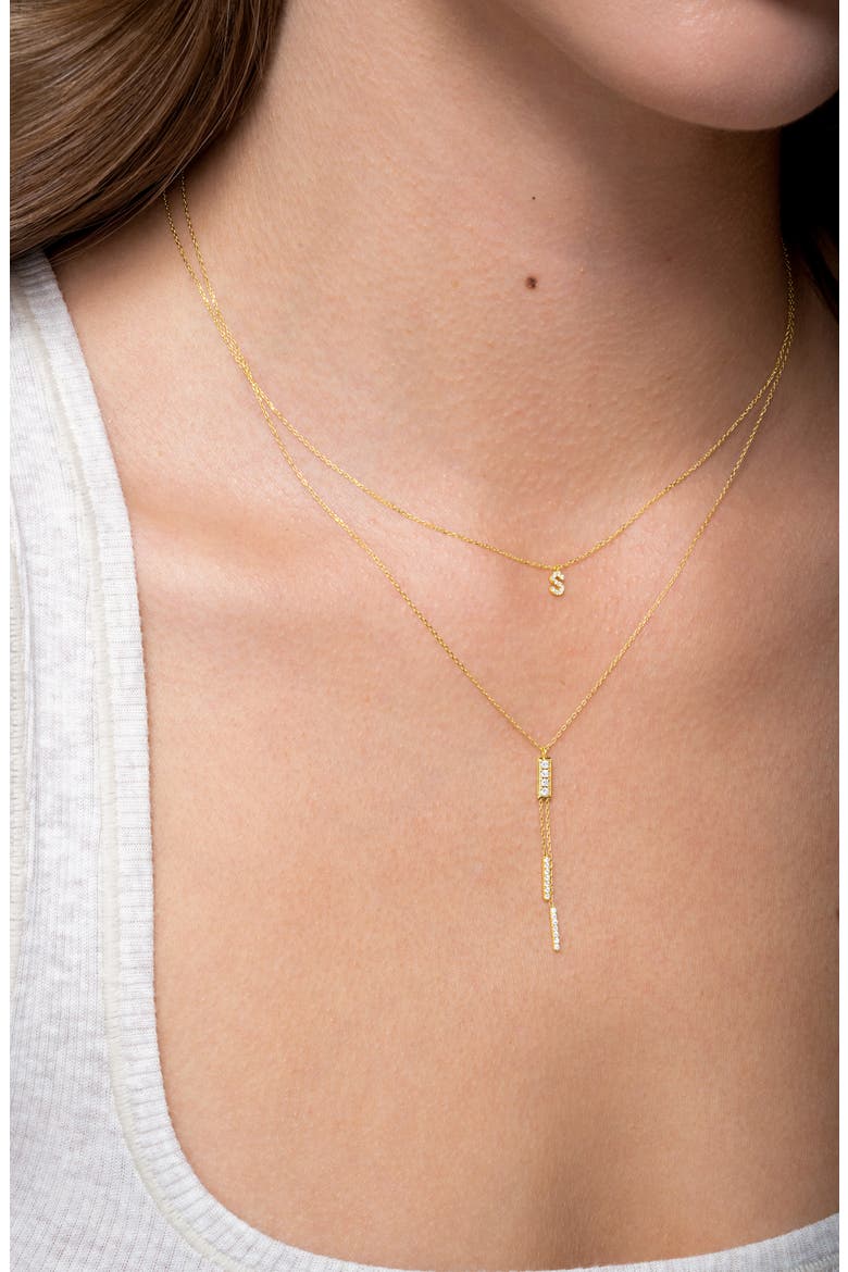 Icon Pavé Diamond Initial Pendant Necklace, Alternate, color, 18K YELLOW GOLD - P