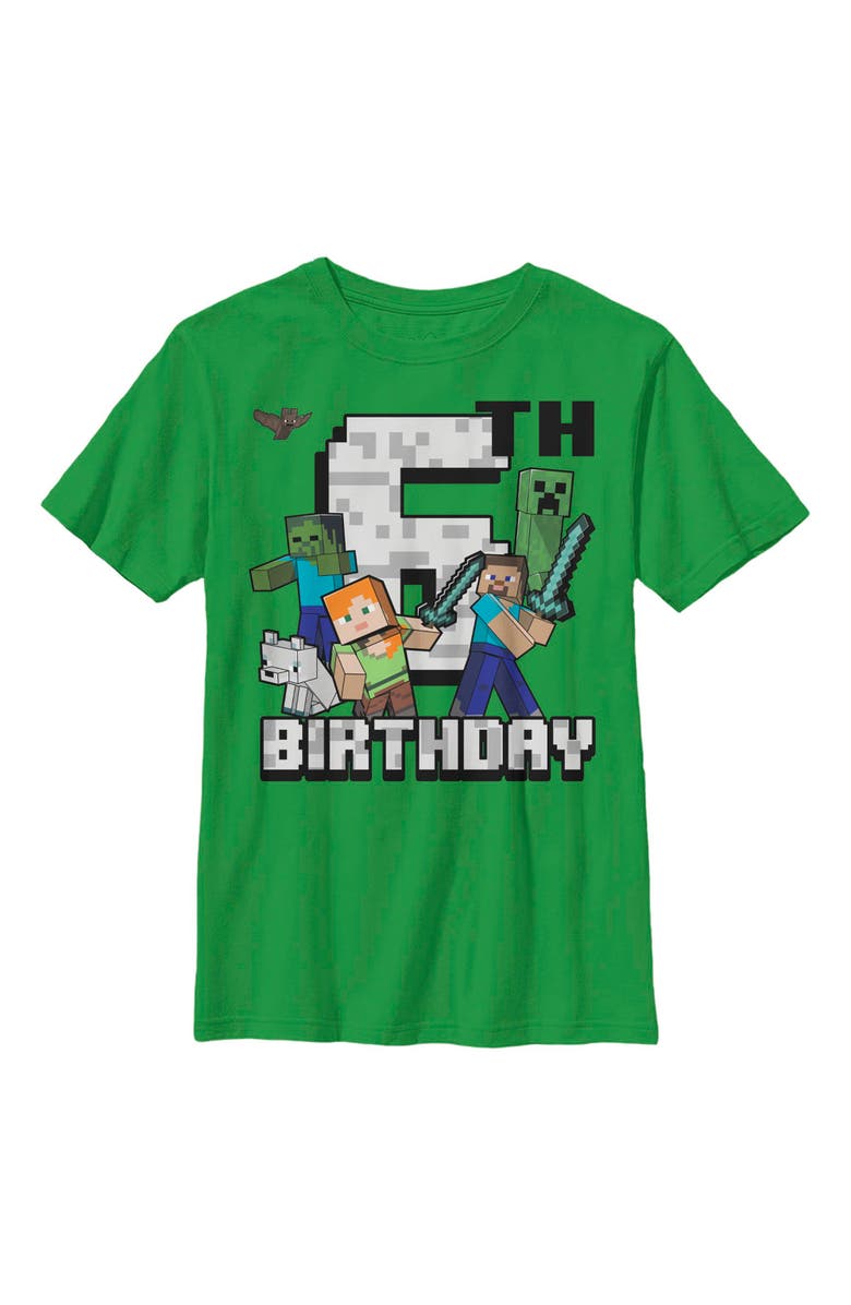 MINECRAFT Boy's Minecraft Happy 6th Birthday  Graphic T-Shirt, Main, color, Kelly Green