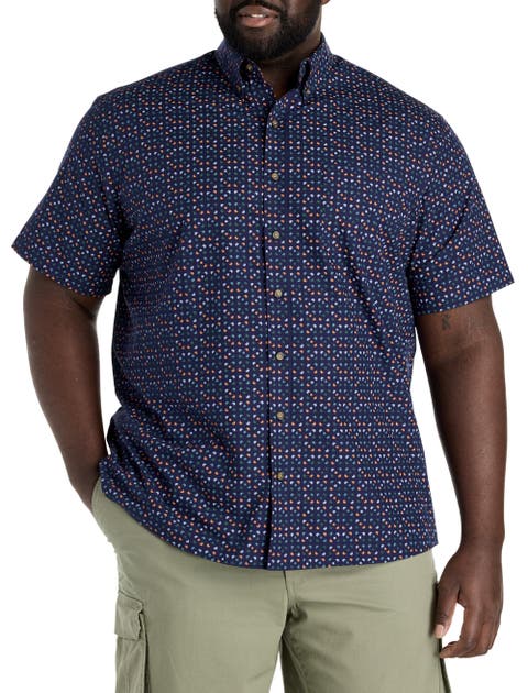 Big & Tall Easy-Care Geometric Print Sport Shirt