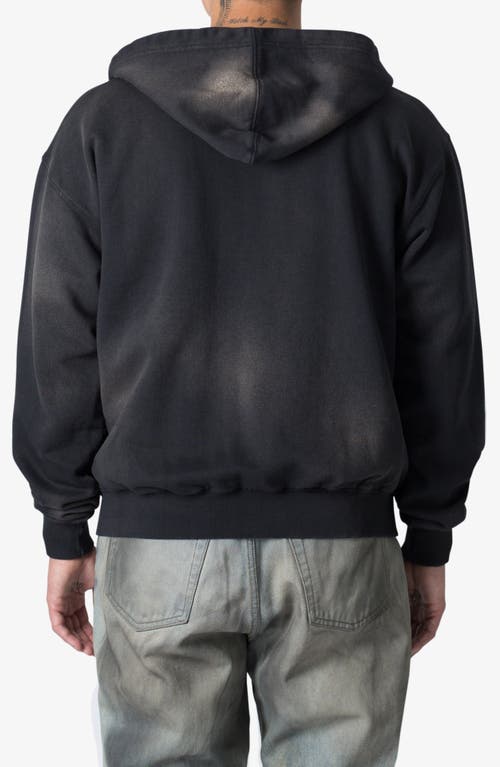Mnml Basic Faded Cotton Zip-up Hoodie In Washed Black