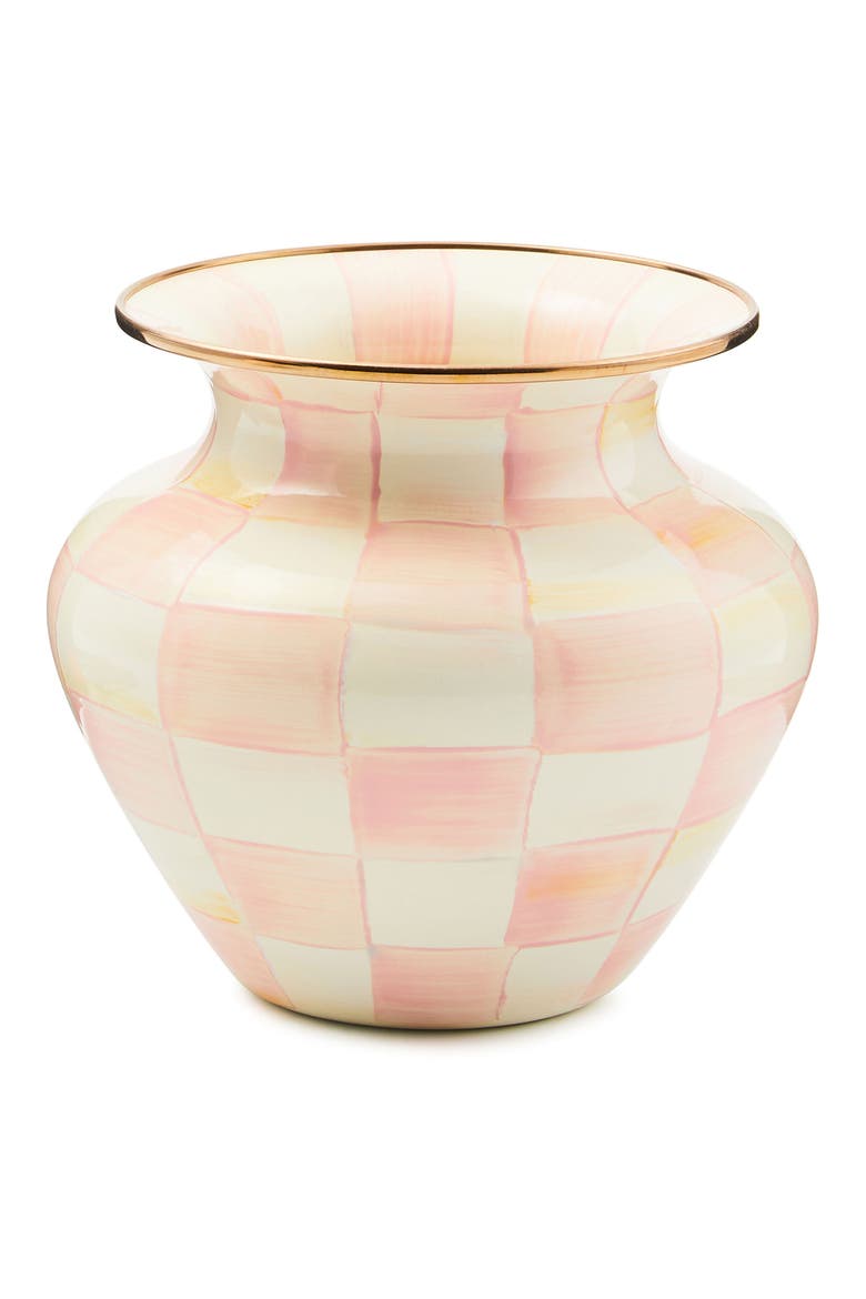 Rosy Check Large Enameled Steel Vase, Main, color, ROSY