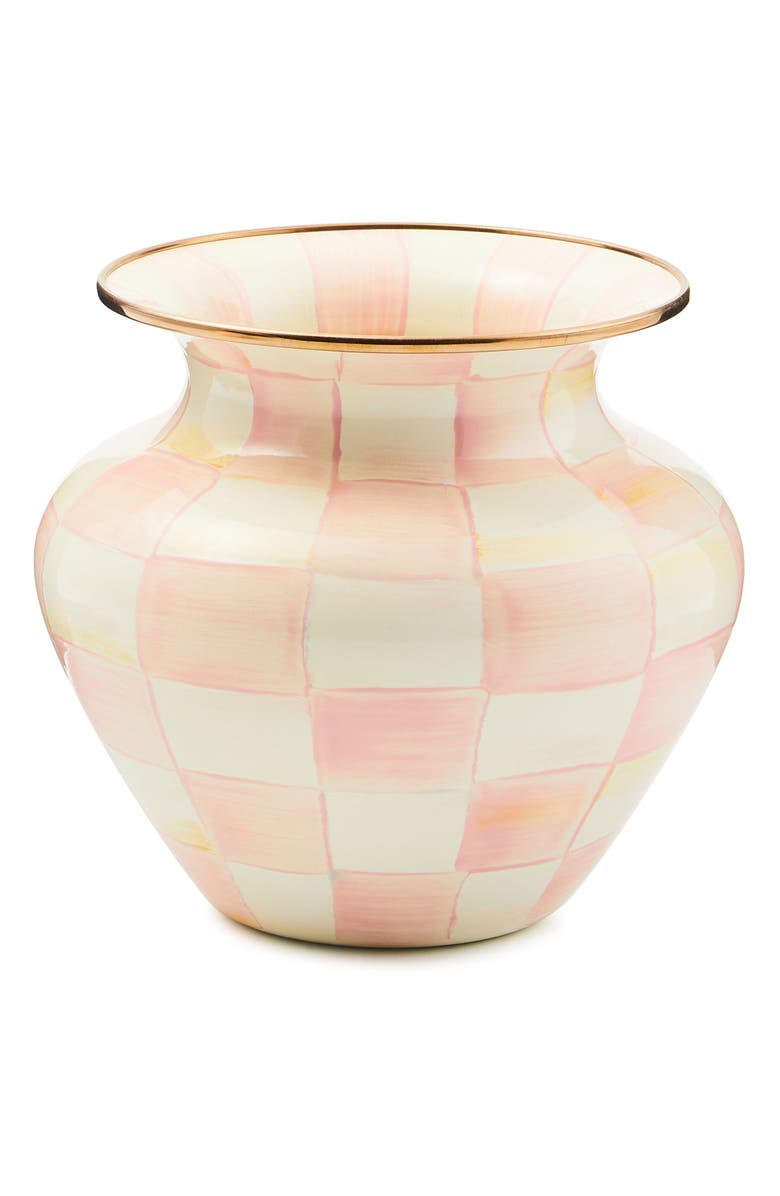 MACKENZIE CHILDS Rosy Check Large Enameled Steel Vase, Main, color, Rosy